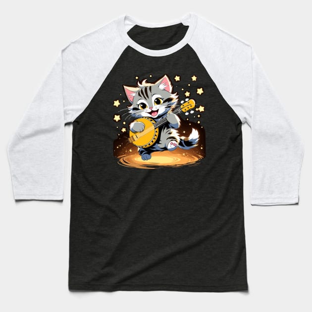 Grey dancing cat Baseball T-Shirt by la chataigne qui vole ⭐⭐⭐⭐⭐
